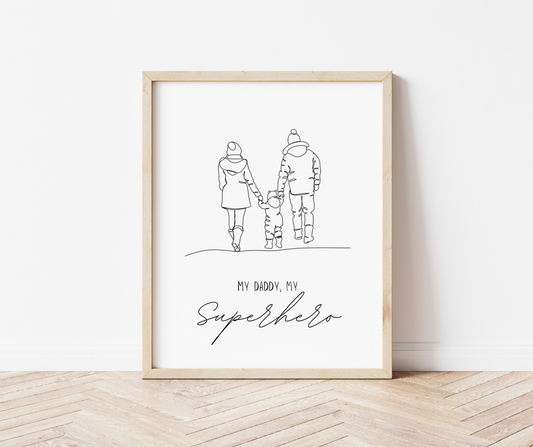 Fathers Day Line Art Print