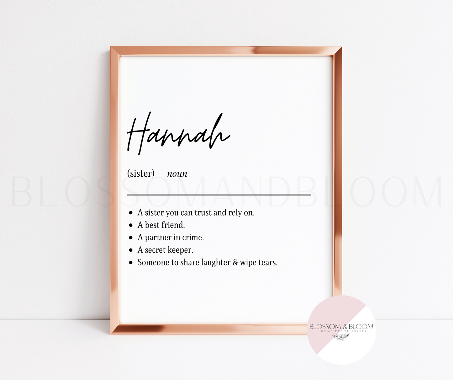 Personalised Sister Noun Print