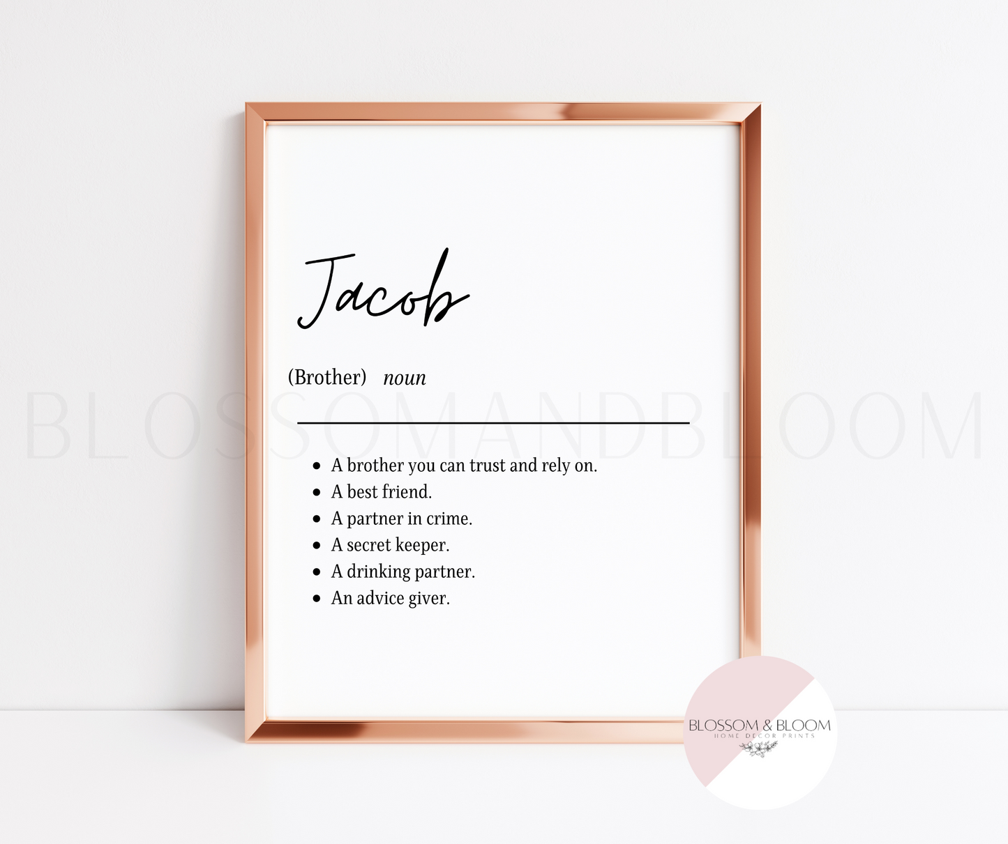 Personalised Brother Noun Print