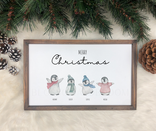 Personalised Christmas Family Penguin Print