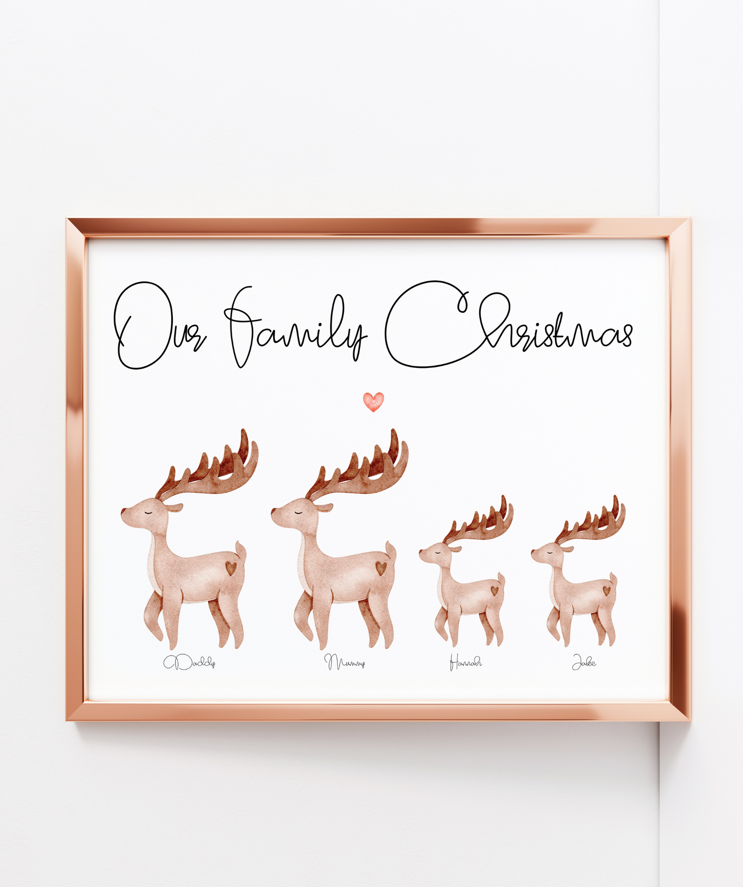 Personalised Christmas Family Reindeer Print