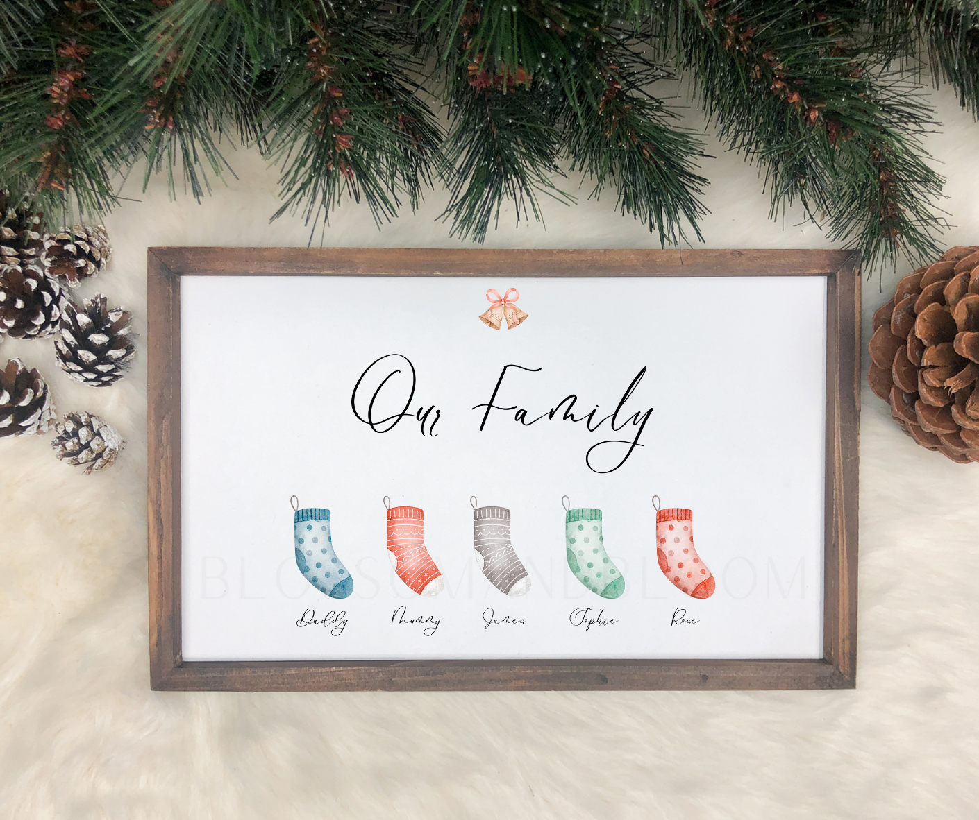 Personalised Christmas Family Stockings Print