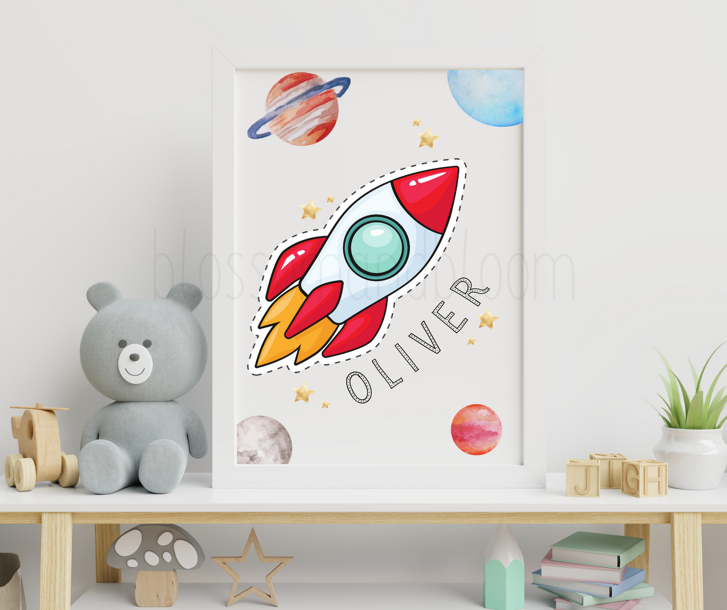 Personalised Rocket & Planet Print