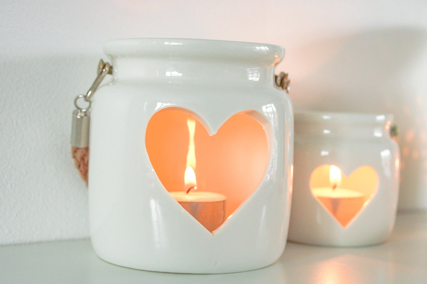 Cut Out Heart Tealight Holder White 10cm