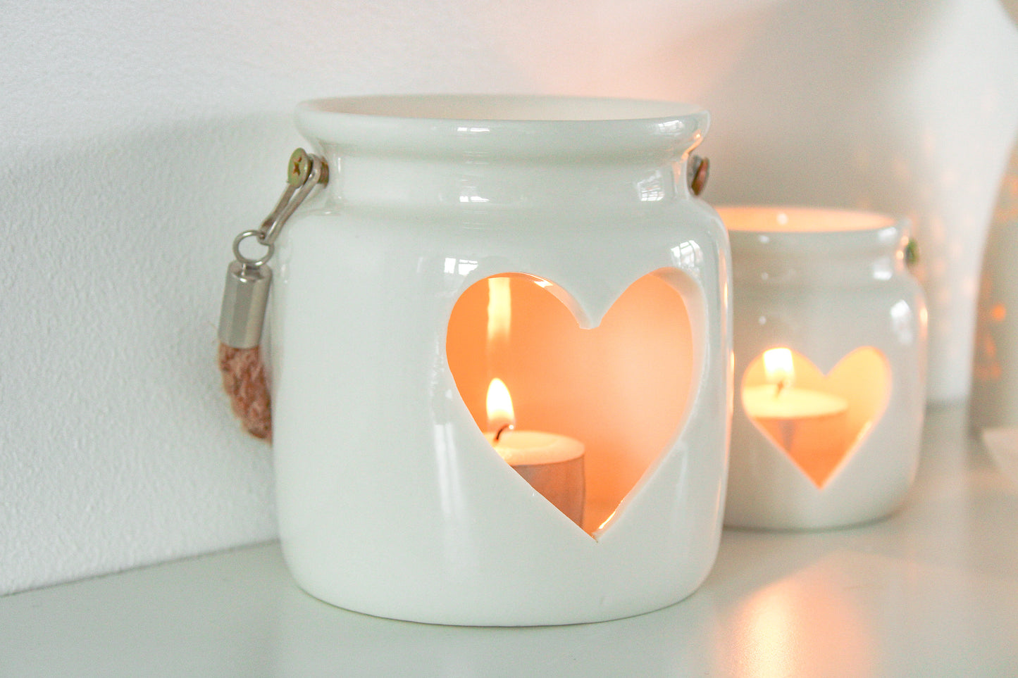 Cut Out Heart Tealight Holder White 10cm