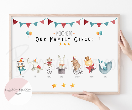 Personalised Family Circus Print