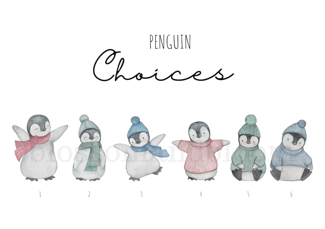 Personalised Christmas Family Penguin Print