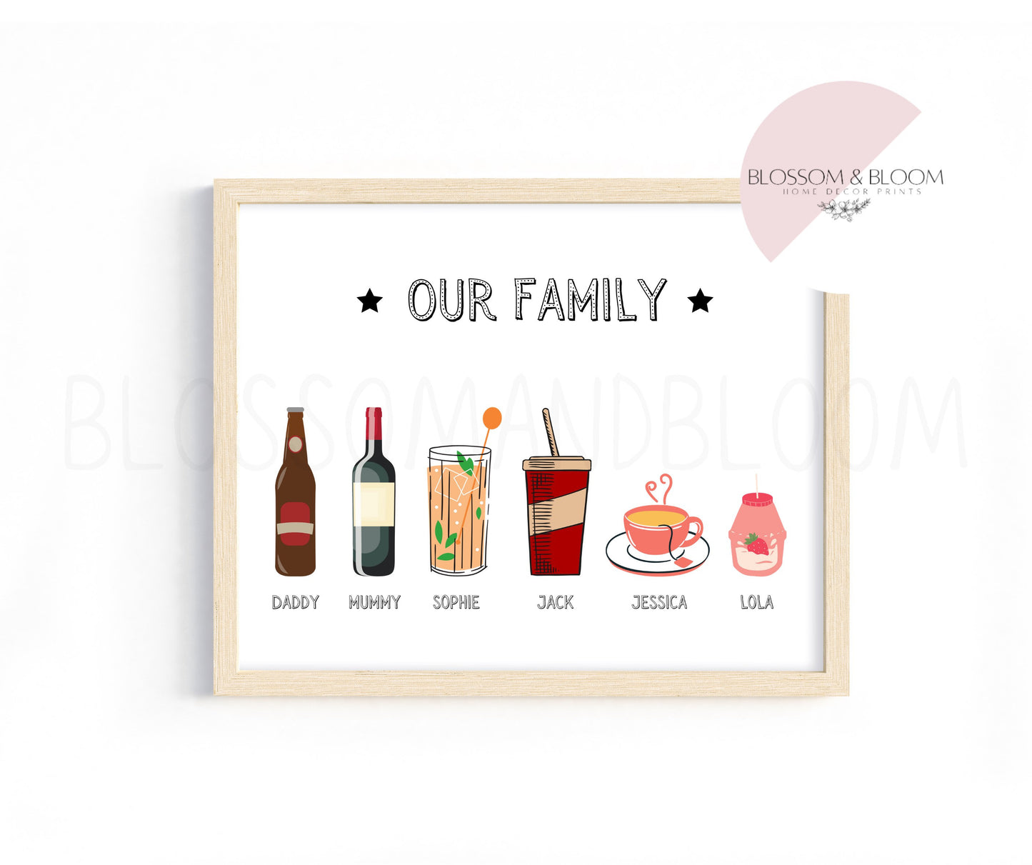 Personalised Family Drinks Print