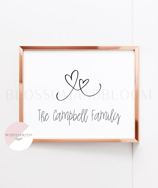 Personalised Our Family Love Heart Print