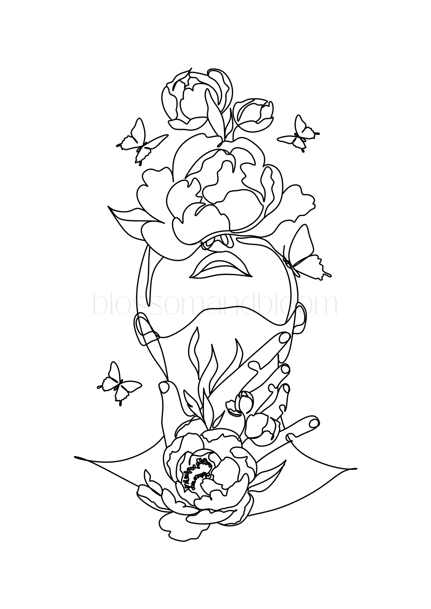 Floral Patterned Line Art Portrait