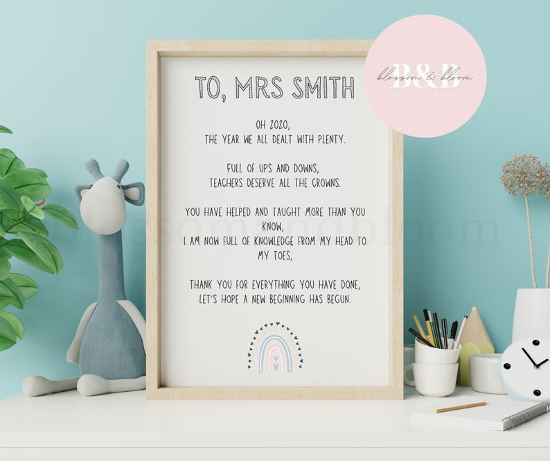 Personalised Teacher Poem Print