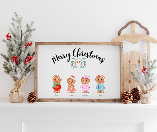 Personalised Christmas Family Gingerbread Print