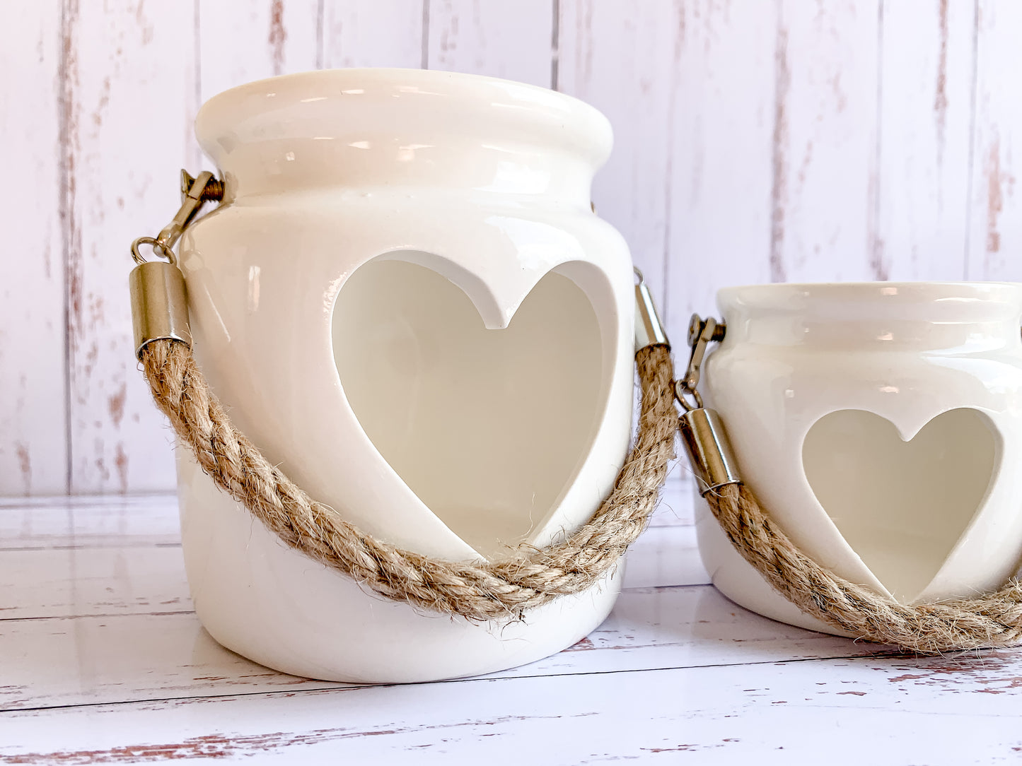 Cut Out Heart Tealight Holder White 10cm