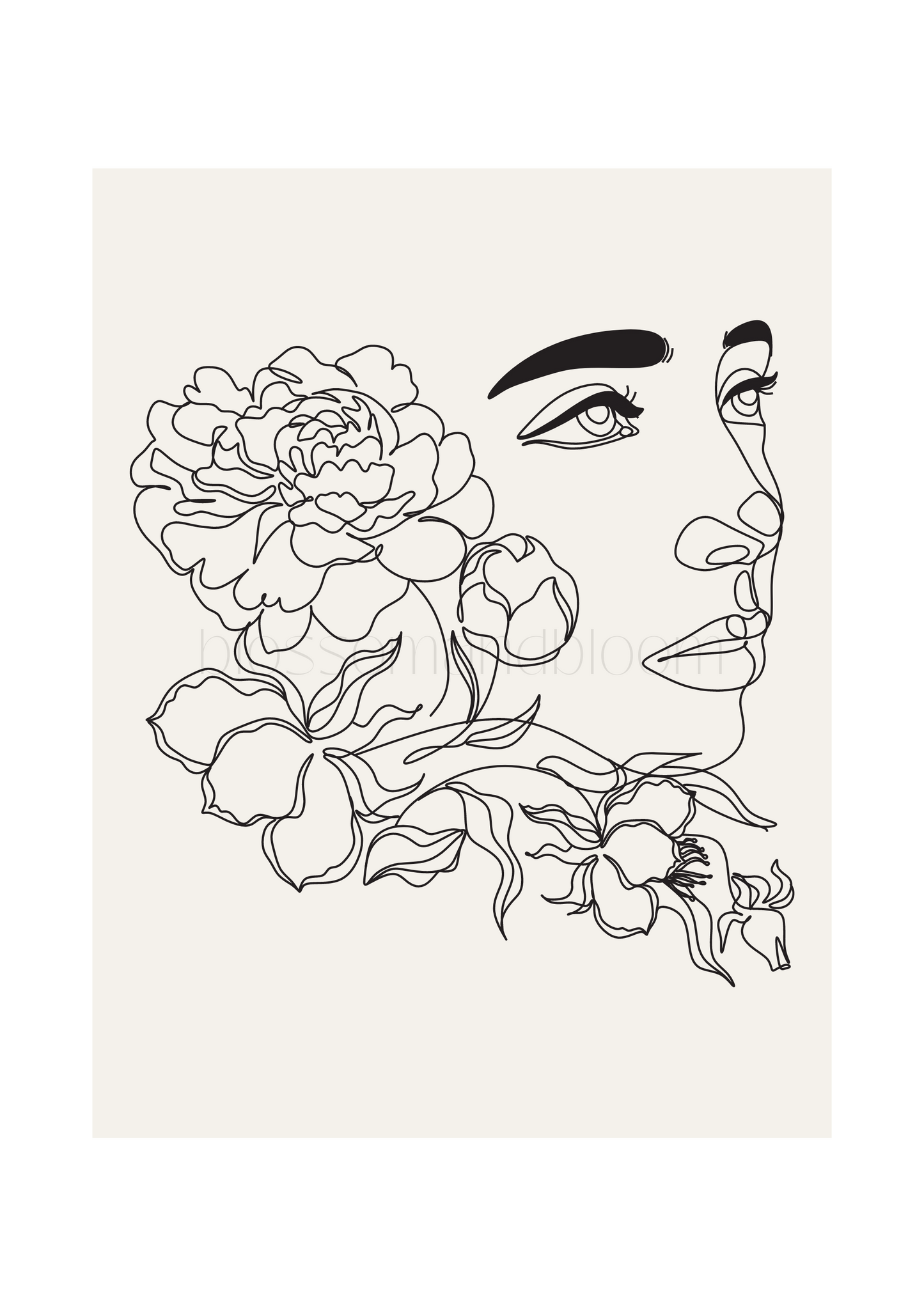 Floral Line Art Portrait