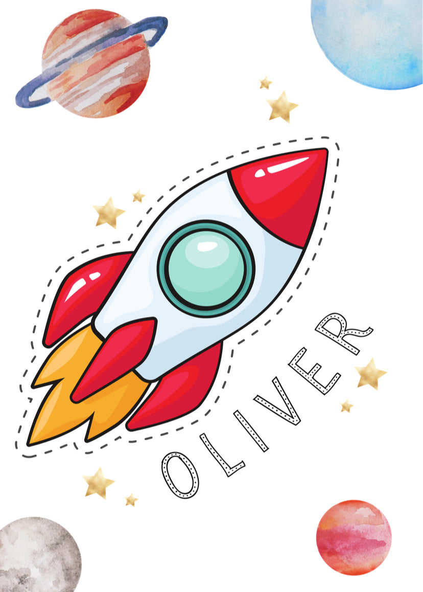 Personalised Rocket & Planet Print