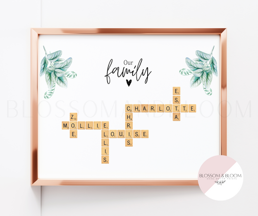 Personalised Family Name Tiles Print