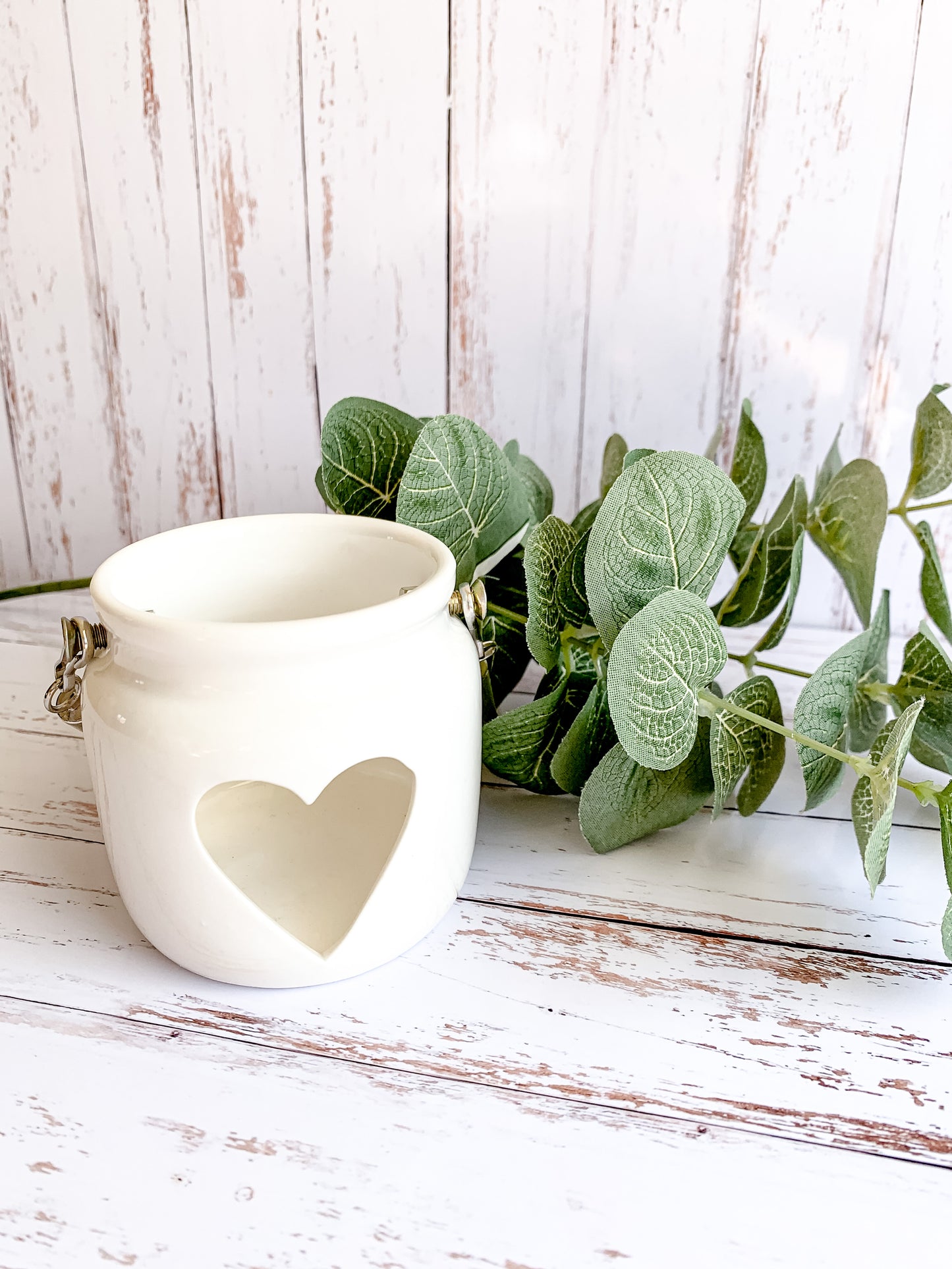 Cut Out Heart Tealight Holder White 7cm