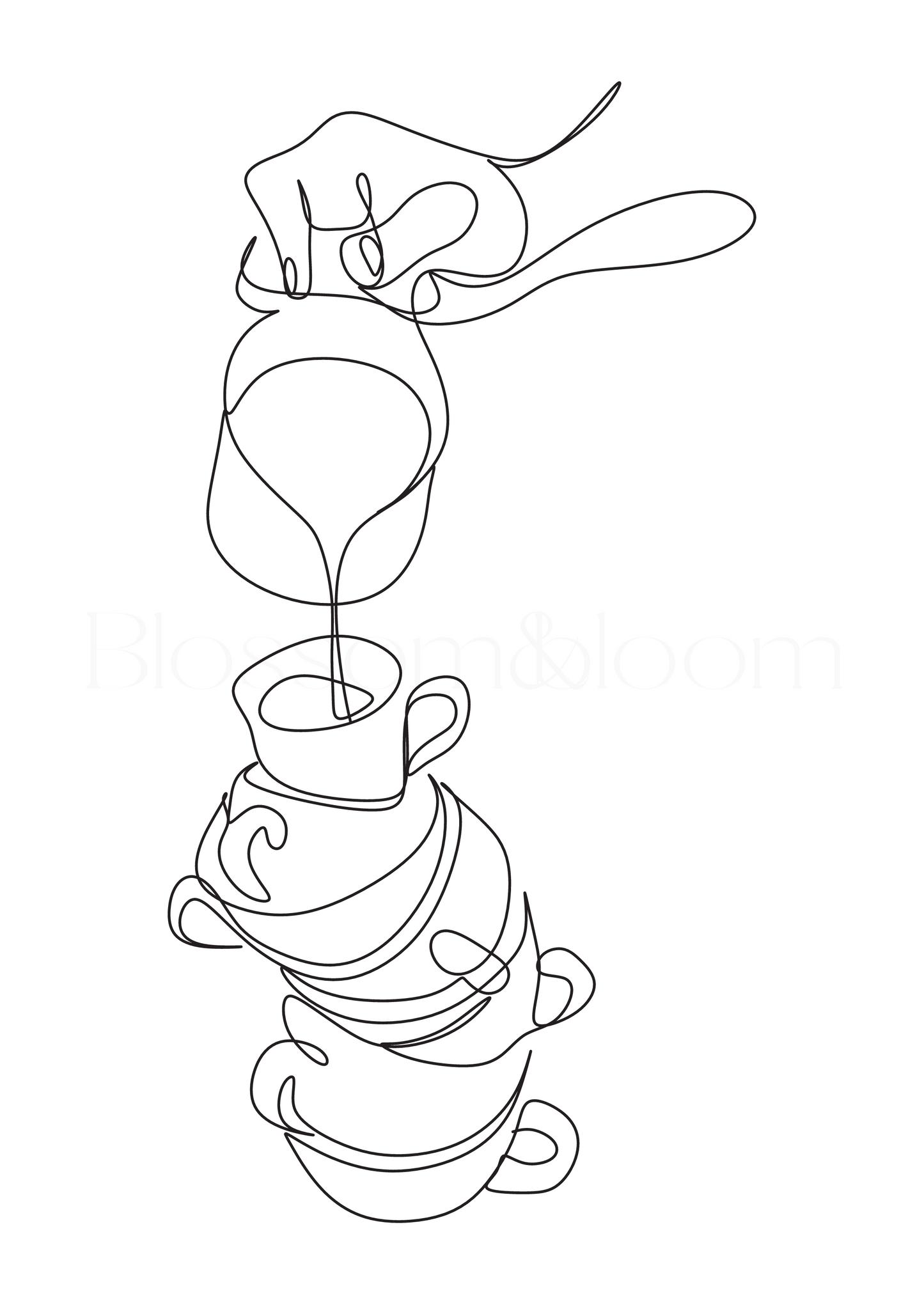 Coffee Cups Line Art