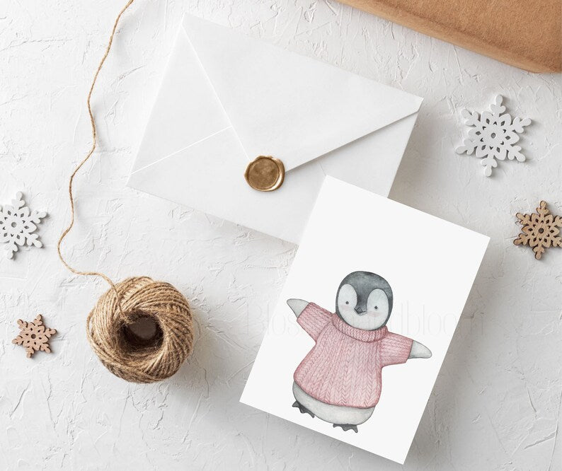 Pack of 5 Christmas Penguin Cards