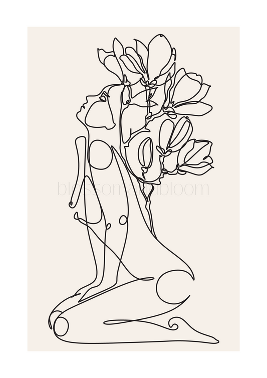 Floral Patterned Line Art Portrait