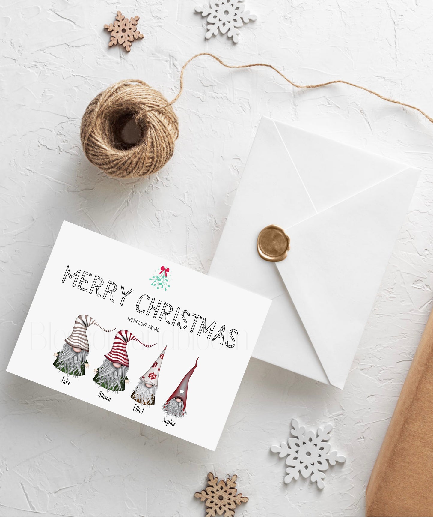 Personalised Family Christmas Gonks Card