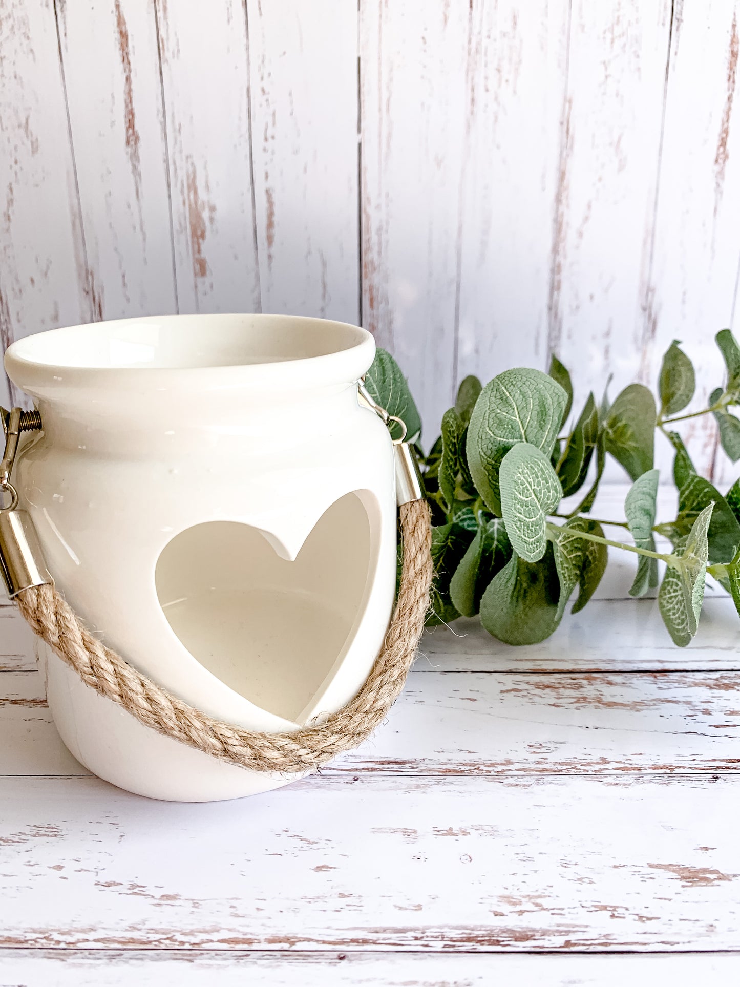 Cut Out Heart Tealight Holder White 10cm