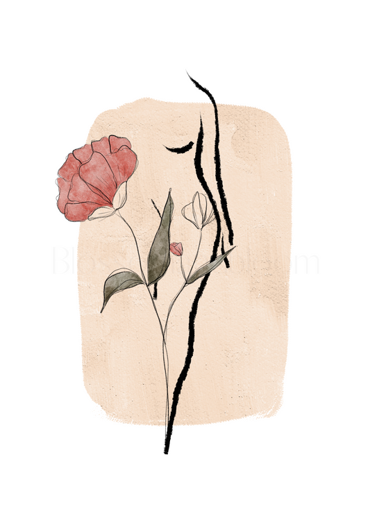 Rose & Body Line Art