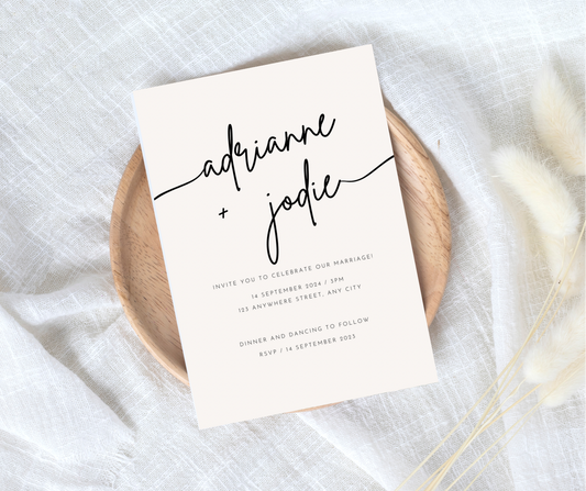 ‘The Adrianne’ Style Wedding Invitation