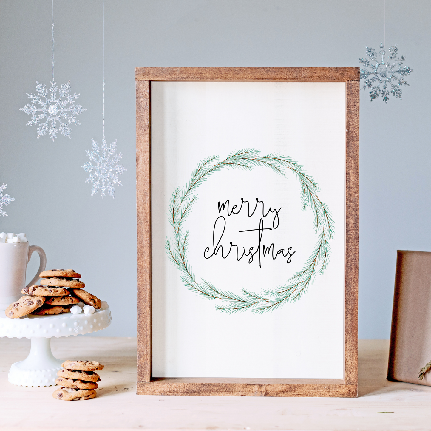 Merry Christmas Wreath Print