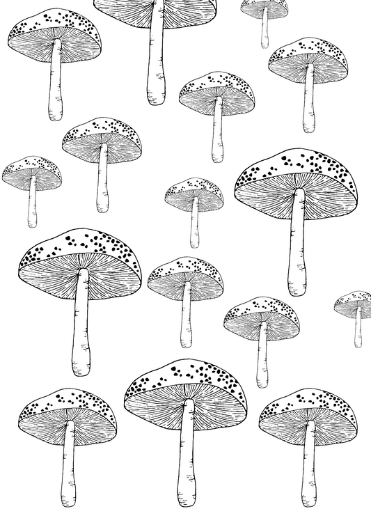 Mushrooms Line Art