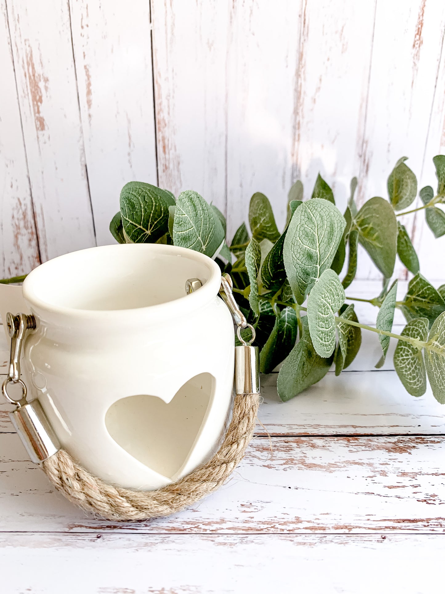 Cut Out Heart Tealight Holder White 7cm