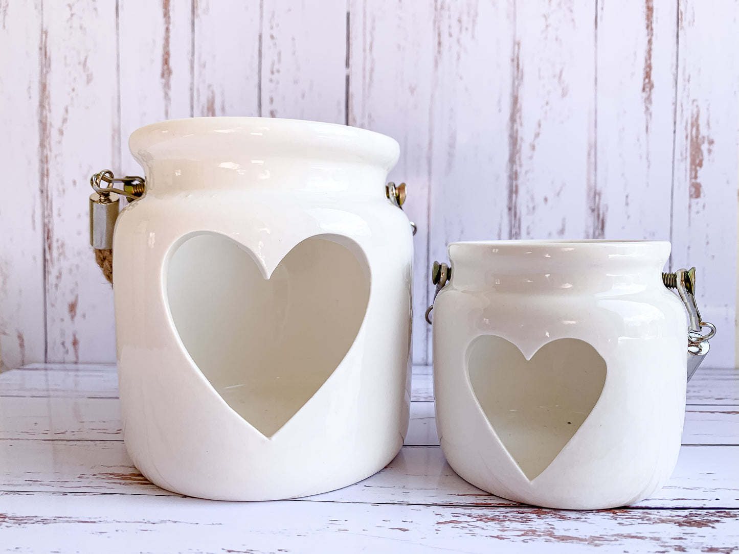 Cut Out Heart Tealight Holder White 7cm