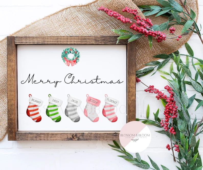 Personalised Christmas Family Stockings Print