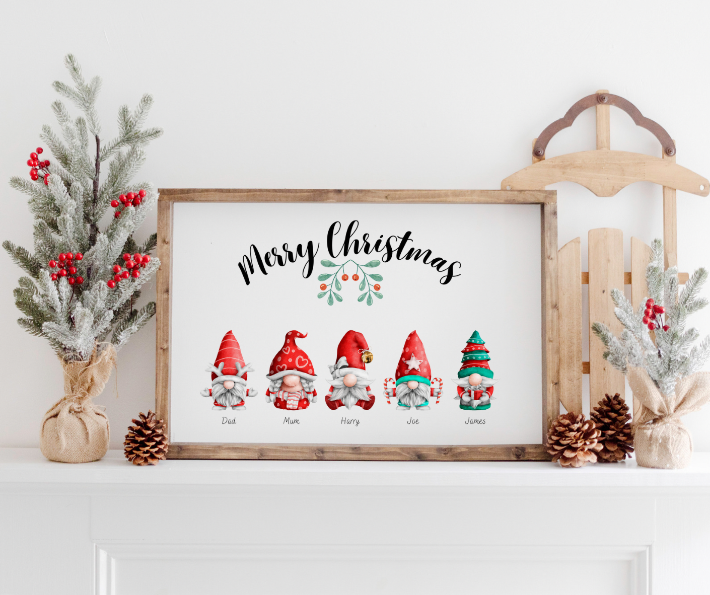 Personalised Christmas Family Gonk Print